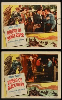 2h298 RIDERS OF BLACK RIVER 8 LCs R1952 cowboy Charles Starrett blasting outlaws & wrecking hearts!