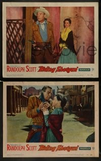 2h756 RIDING SHOTGUN 3 LCs 1954 great cowboy western images of Randolph Scott & Joan Weldon!