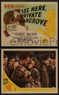 2h319 SEE HERE PRIVATE HARGROVE 8 LCs 1944 Robert Walker, Donna Reed, Wynn, Wills, WWII soldiers!