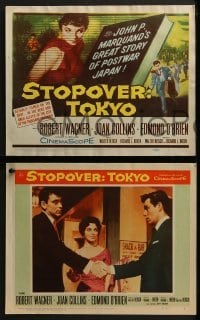 2h356 STOPOVER TOKYO 8 LCs 1957 cool images of sexy young Joan Collins, Robert Wagner, Edmond O'Brien