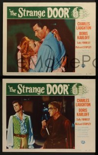 2h770 STRANGE DOOR 3 LCs 1951 Sally Forrest & Richard Stapley, Boris Karloff and Charles Laughton!