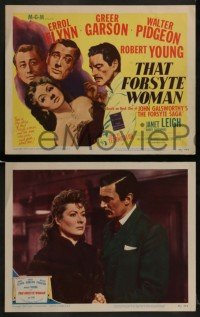 2h370 THAT FORSYTE WOMAN 8 LCs 1949 Errol Flynn, Greer Garson & Walter Pidgeon in love triangle!