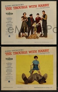 2h387 TROUBLE WITH HARRY 8 LCs 1955 Alfred Hitchcock, Edmund Gwenn, Forsythe, Shirley MacLaine!