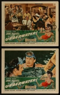 2h780 UNDERWATER 3 LCs 1955 Howard Hughes, sexiest skin diver Jane Russell, Gilbert Roland!