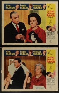 2h399 VERY SPECIAL FAVOR 8 LCs 1965 great images of Charles Boyer, Rock Hudson, sexy Leslie Caron!