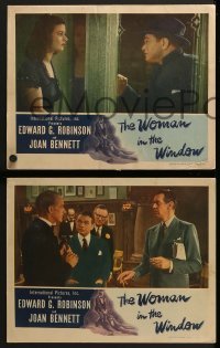 2h664 WOMAN IN THE WINDOW 4 LCs 1944 Fritz Lang classic, Edward G. Robinson, sexy Joan Bennett!