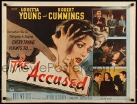 2j508 ACCUSED style A 1/2sh 1949 close art of terrified sexy Loretta Young & pointing finger!