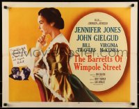 2j532 BARRETTS OF WIMPOLE STREET style A 1/2sh 1957 Jennifer Jones as Elizabeth Browning!