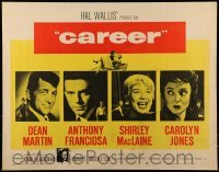 2j564 CAREER style A 1/2sh 1959 Dean Martin, Shirley MacLaine, Tony Franciosa, Carolyn Jones