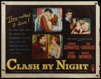 2j579 CLASH BY NIGHT style A 1/2sh 1952 Fritz Lang, Barbara Stanwyck, Ryan, Marilyn Monroe shown!