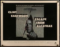 2j617 ESCAPE FROM ALCATRAZ 1/2sh 1979 cool artwork of Clint Eastwood busting out by Lettick!
