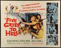 2j628 FIVE GATES TO HELL 1/2sh 1959 James Clavell, Dolores Michaels, Patricia Owens, girls w/guns!