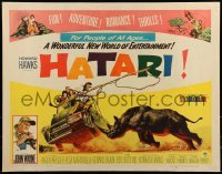 2j663 HATARI 1/2sh 1962 Howard Hawks, artwork of John Wayne rounding up rhino in Africa!