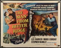 2j743 MAN FROM BITTER RIDGE style B 1/2sh 1955 Lex Barker in the great violent mountain wars!