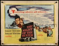 2j788 NIGHT OF THE HUNTER style A 1/2sh 1956 Robert Mitchum & Winters, Laughton's classic noir!