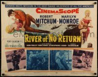 2j850 RIVER OF NO RETURN 1/2sh 1954 great art of Robert Mitchum holding down Marilyn Monroe!