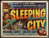 2j877 SLEEPING CITY style B 1/2sh 1950 Richard Conte, Coleen Gray, Alex Nicol, film noir!