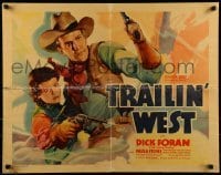 2j940 TRAILIN' WEST 1/2sh 1936 great western cowboy art of Dick Foran & sexiest Paula Stone!