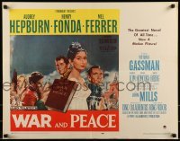2j957 WAR & PEACE 1/2sh 1956 art of Audrey Hepburn, Henry Fonda & Mel Ferrer, Tolstoy!
