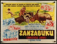 2j997 ZANZABUKU style A 1/2sh 1956 Dangerous Safari in savage Africa, art of rhino ramming jeep!