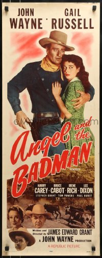 2j020 ANGEL & THE BADMAN insert R1959 great image of cowboy John Wayne & sexy Gail Russell!