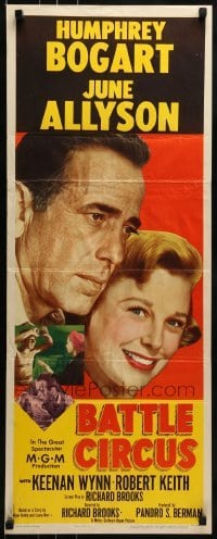 2j032 BATTLE CIRCUS insert 1953 great artwork of Humphrey Bogart and June Allyson!