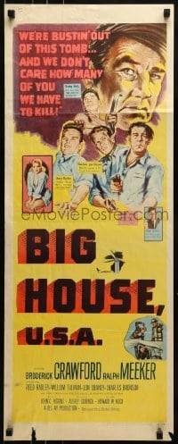 2j046 BIG HOUSE U.S.A. insert 1955 art of convicts Crawford, Ralph Meeker, Bronson & Lon Chaney!