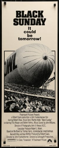 2j052 BLACK SUNDAY insert 1977 Frankenheimer, Goodyear Blimp zeppelin disaster at the Super Bowl!