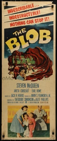 2j054 BLOB insert 1958 Steve McQueen, cool art of the indescribable & indestructible monster!