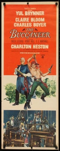 2j066 BUCCANEER insert 1958 Yul Brynner, Charlton Heston, directed by Anthony Quinn!