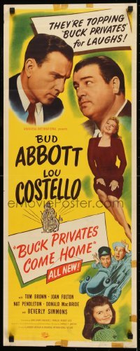 2j067 BUCK PRIVATES COME HOME insert 1947 Bud Abbott & Lou Costello are back from the front!