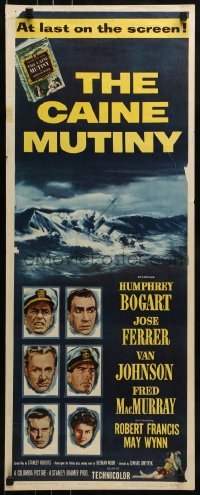 2j072 CAINE MUTINY insert 1954 art of Humphrey Bogart, Jose Ferrer, Van Johnson & Fred MacMurray!
