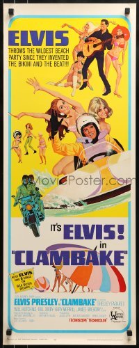 2j094 CLAMBAKE insert 1967 McGinnis art of Elvis Presley in speed boat w/sexy babes, rock & roll!