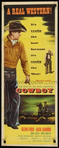 2j103 COWBOY insert 1958 Glenn Ford & Jack Lemmon in a REAL western!