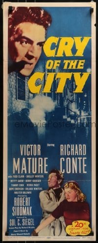 2j109 CRY OF THE CITY insert R1954 film noir, Victor Mature, Richard Conte, Shelley Winters!