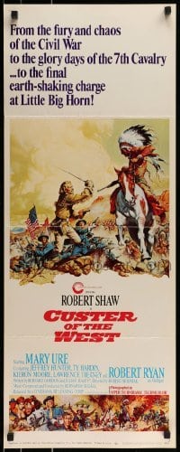 2j110 CUSTER OF THE WEST insert 1968 art of Robert Shaw vs Indians at the Battle of Little Big Horn