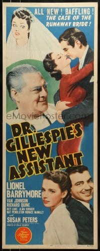 2j121 DR. GILLESPIE'S NEW ASSISTANT insert 1942 Lionel Barrymore & sexy runaway bride Susan Peters!