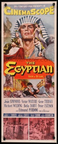 2j127 EGYPTIAN insert 1954 Michael Curtiz, art of Jean Simmons, Victor Mature & Gene Tierney!