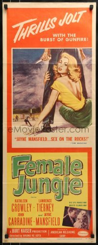 2j140 FEMALE JUNGLE insert 1956 a love-starved animal's red lips framed him, bullets claimed him!
