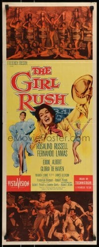2j160 GIRL RUSH insert 1955 artwork of sexy showgirl Rosalind Russell in Las Vegas!