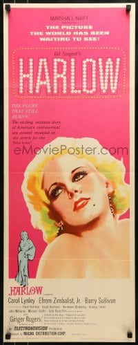 2j181 HARLOW insert 1965 great artwork of Carol Lynley as The Blonde Bombshell!
