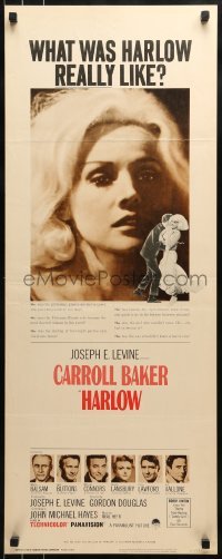 2j180 HARLOW insert 1965 close portrait of Carroll Baker in the title role!