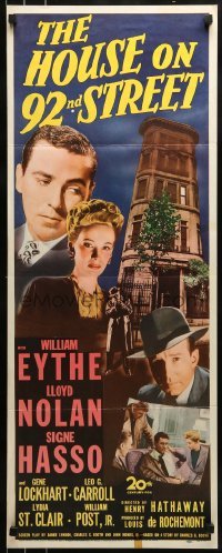 2j193 HOUSE ON 92nd STREET insert 1945 William Eythe, Lloyd Nolan, Signe Hasso, film noir!
