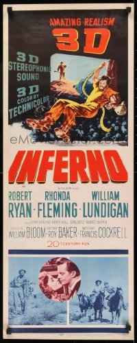 2j201 INFERNO 3D insert 1953 cool artwork of Robert Ryan, Lundigan & sexy Rhonda Fleming!