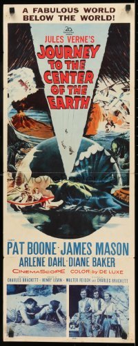 2j216 JOURNEY TO THE CENTER OF THE EARTH insert 1959 Jules Verne, great sci-fi monster artwork!