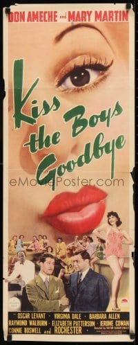 2j232 KISS THE BOYS GOODBYE insert 1941 great sexy art of winking Mary Martin looking over cast!