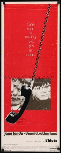 2j233 KLUTE insert 1971 Donald Sutherland and sexy Jane Fonda, ultra rare hanging telephone style!