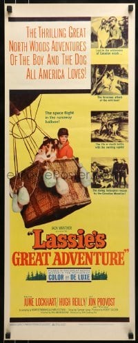 2j239 LASSIE'S GREAT ADVENTURE insert 1963 most classic Collie dog & boy in hot air balloon!