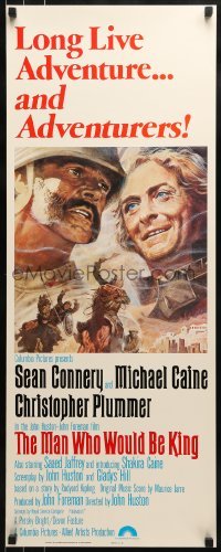 2j284 MAN WHO WOULD BE KING int'l insert 1975 art of Sean Connery & Michael Caine by Tom Jung!