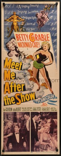 2j296 MEET ME AFTER THE SHOW insert 1951 artwork of sexy dancer Betty Grable & top cast members!